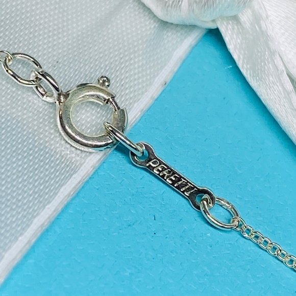 Tiffany & Co. Elsa Peretti Teardrop Cross 925 Silver Necklace 16” 15mm - Picture 3 of 7